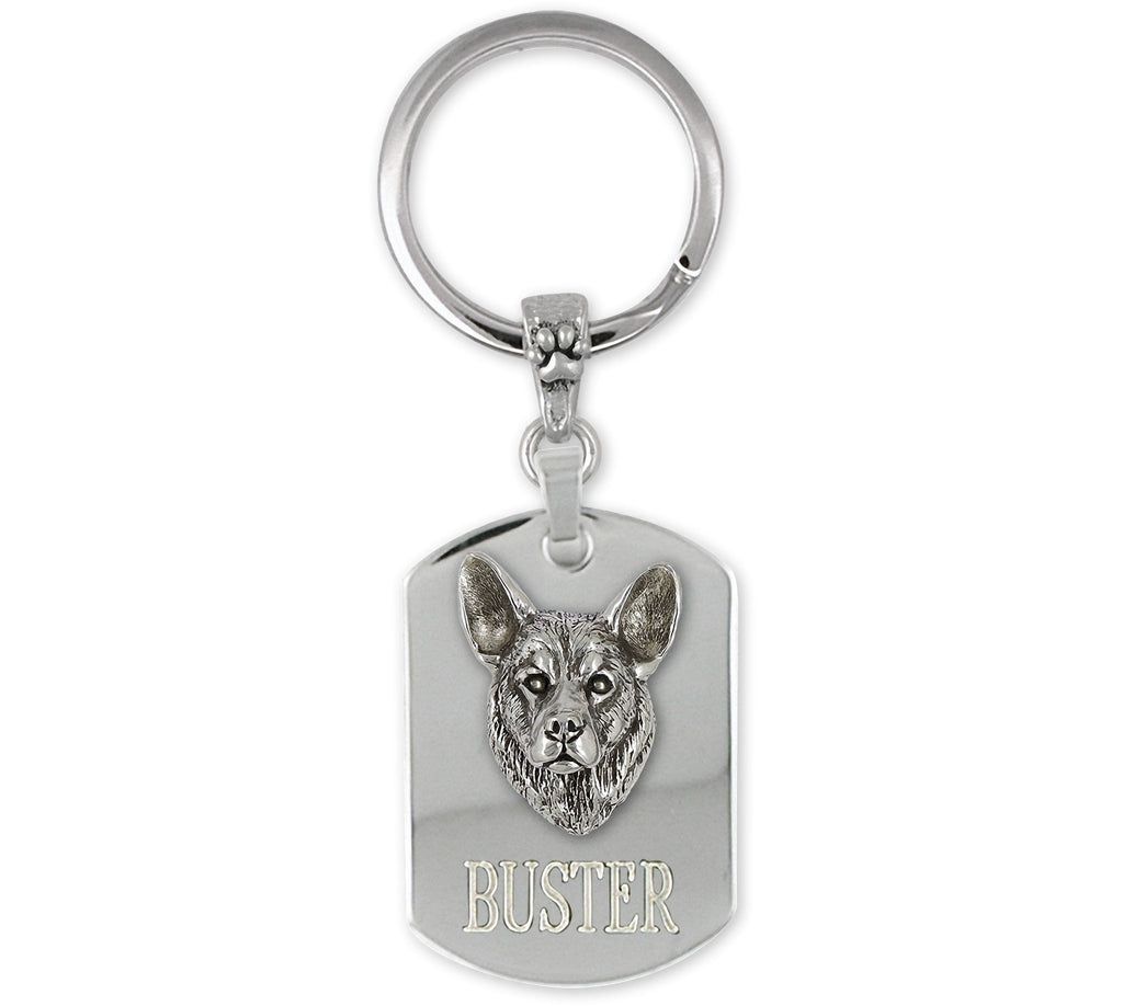 Cattle Dog Charms Cattle Dog Key Ring Sterling Silver And Stainless Steel Austrlian Cattle Dog Jewelry Cattle Dog jewelry