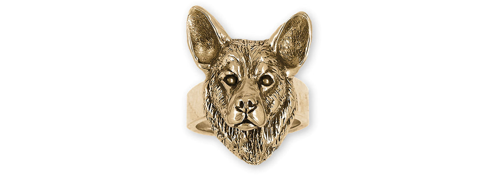Cattle Dog Charms Cattle Dog Ring 14k Yellow Gold Austrlian Cattle Dog Jewelry Cattle Dog jewelry