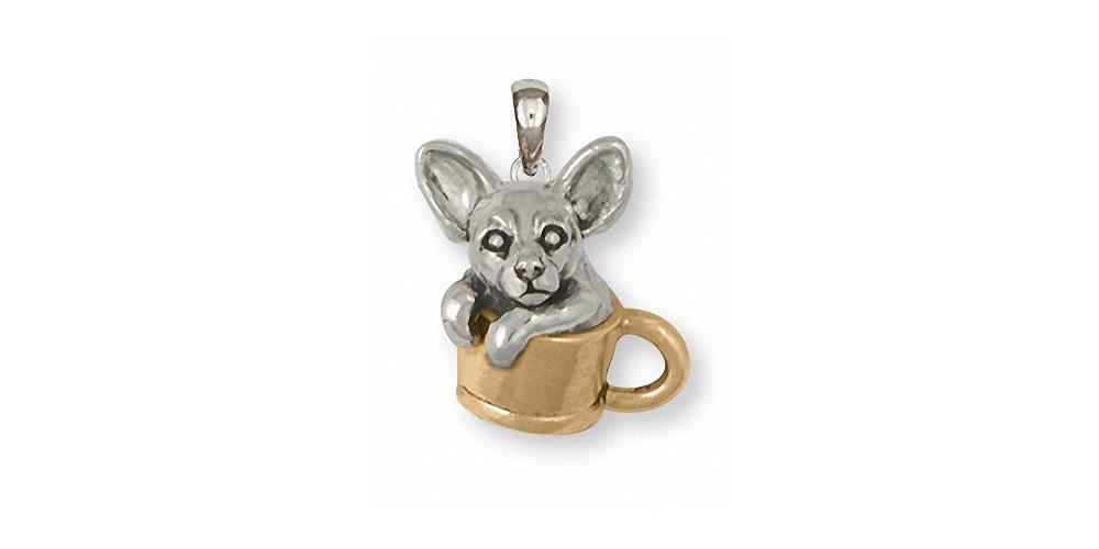 Teacup Chihuahua Charms Teacup Chihuahua Pendant Silver And Gold Dog Jewelry Teacup Chihuahua jewelry