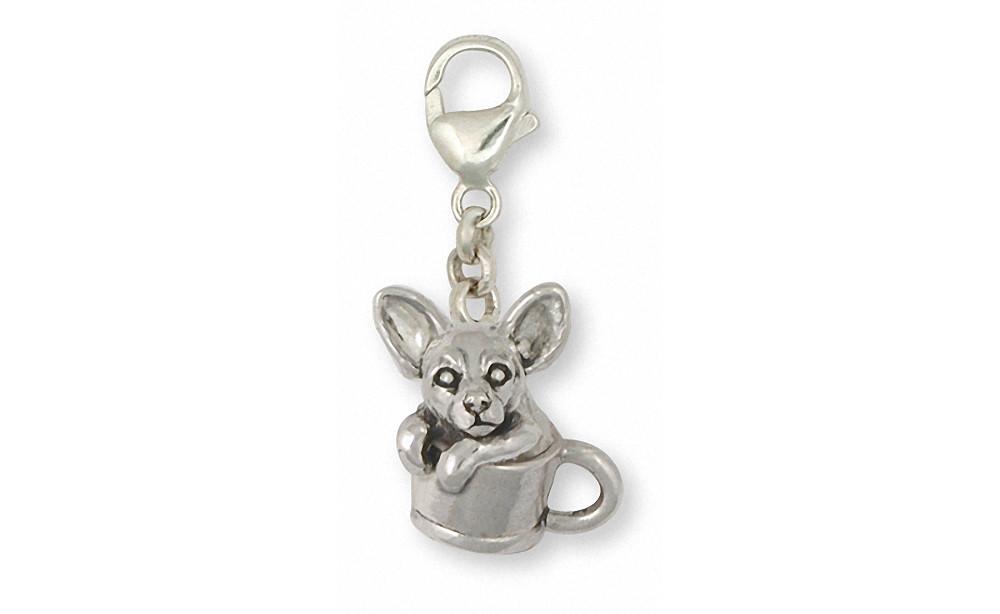 Teacup Chihuahua Charms Teacup Chihuahua Zipper Pull Sterling Silver Dog Jewelry Teacup Chihuahua jewelry