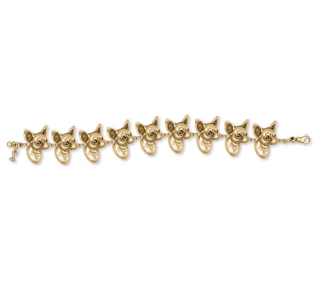 Chihuahua Charms Chihuahua Bracelet 14k Gold Dog Jewelry Chihuahua jewelry
