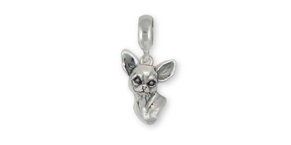 Chihuahua Dog Charms Chihuahua Dog Slide Charm Handmade Sterling Silver Dog Jewelry Chihuahua Dog jewelry