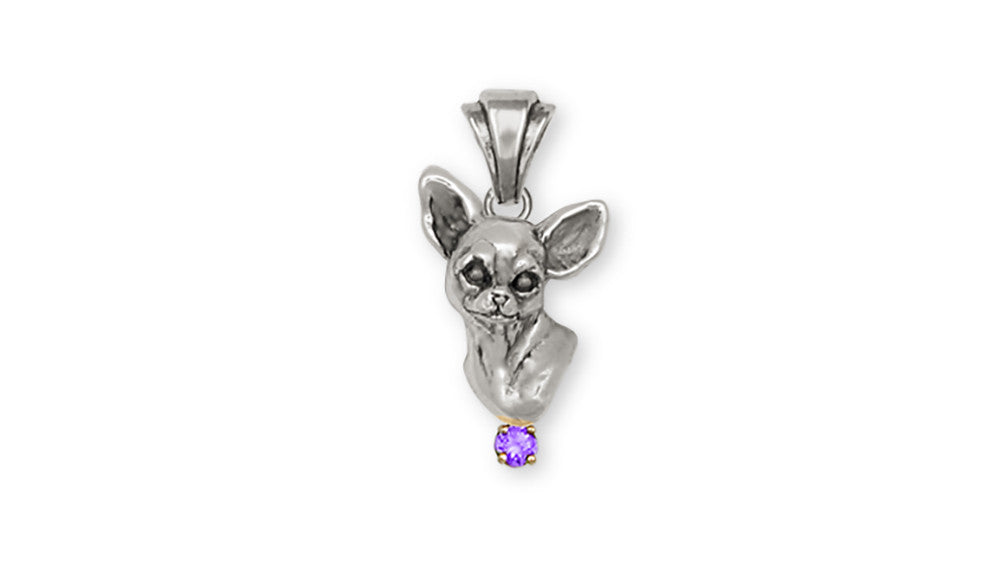 Chihuahua Birthstone Charms Chihuahua Birthstone Pendant Handmade Sterling Silver Dog Jewelry Chihuahua Birthstone jewelry
