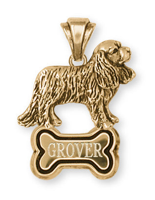 Cavalier King Charles Spaniel Personalized Pendant Jewelry Handmade 14k Yellow Gold Vermeil CV10-BNPVM