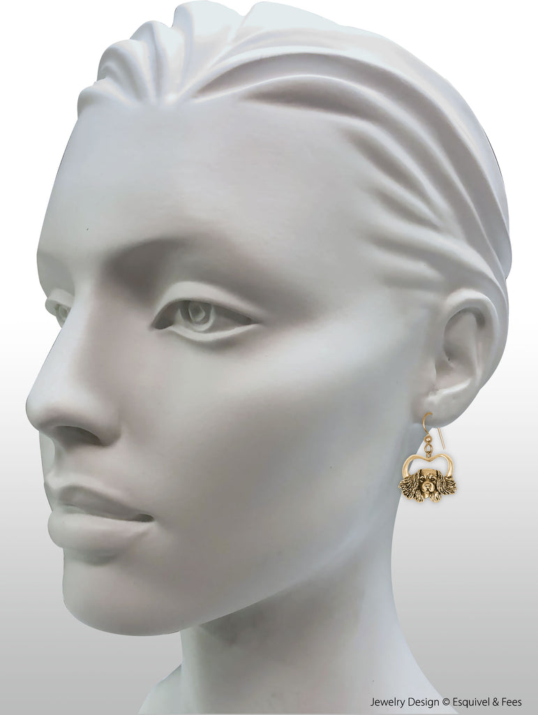 Cavalier King Charles Spaniel Jewelry 14k Yellow Gold Handmade Cavalier Earrings  CV31-EG