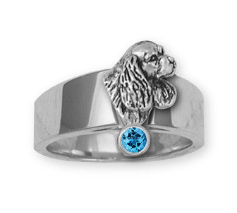 Cavalier King Charles Spaniel Birthstone Ring Jewelry Handmade Sterling Silver CV7-SR