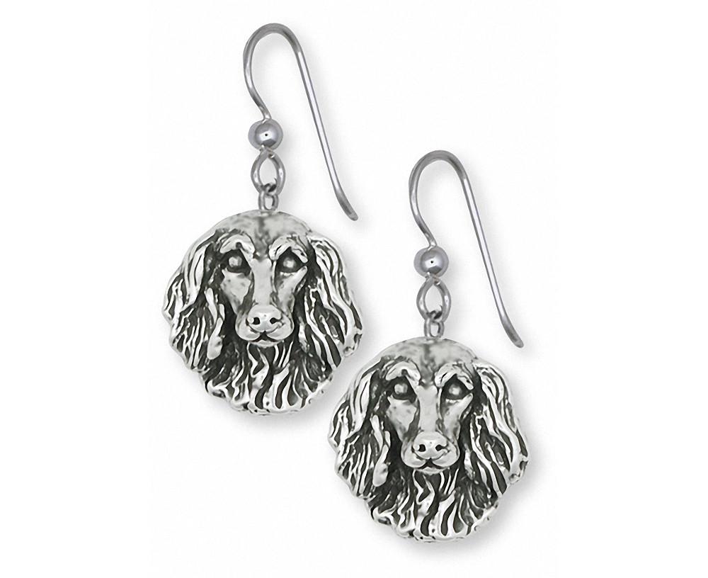 Long Hair Dachshund Charms Long Hair Dachshund Earrings Sterling Silver Dog Jewelry Long Hair Dachshund jewelry