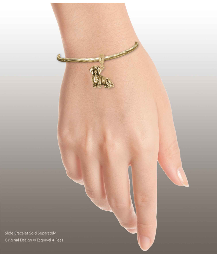 Dachshund Jewelry 14k Yellow Gold Handmade Dachshund Charm Slide This Charm Will Fit A Pandora® Slide Bracelet DA21-PNSG