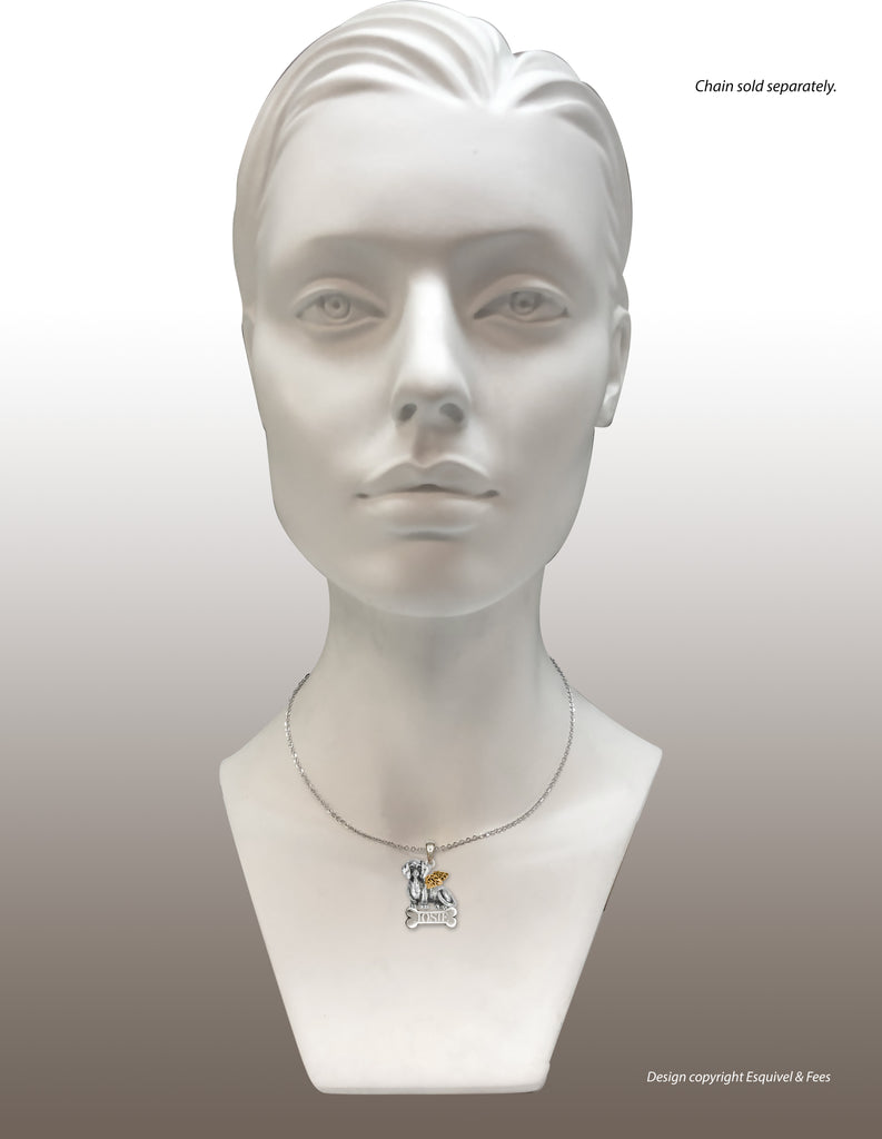 Dachshund Angel Jewelry Silver And 14k Gold Handmade Dachshund Personalized Pendant  DA21-TNANP
