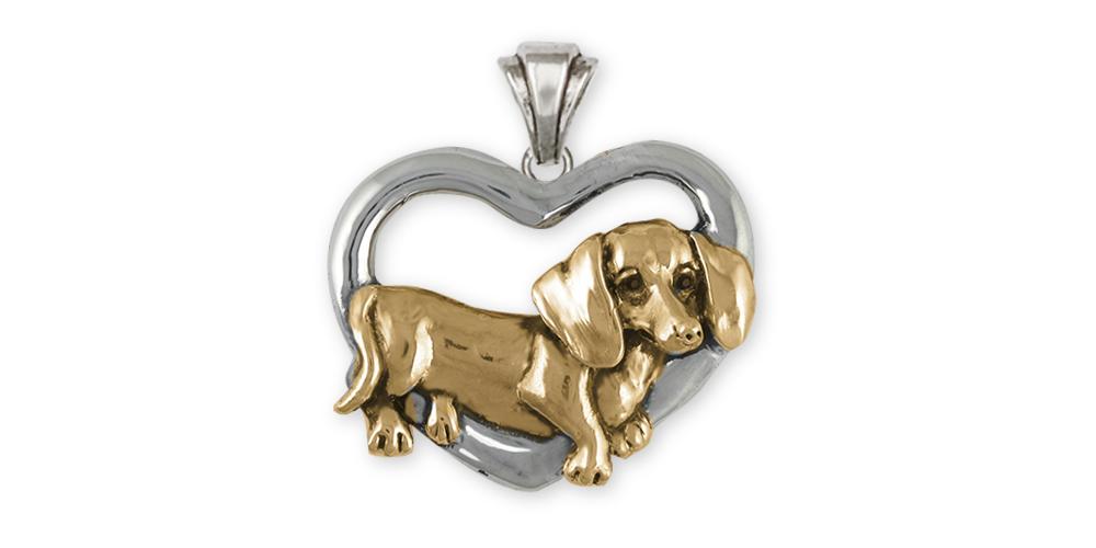 Dachshund Charms Dachshund Pendant Silver And 14k Gold Dog Jewelry Dachshund jewelry