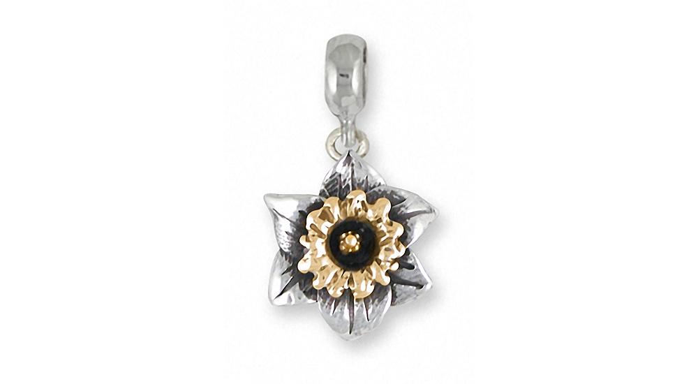 Daffodil Charms Daffodil Charm Slide Gold Vermeil Flower Jewelry Daffodil jewelry