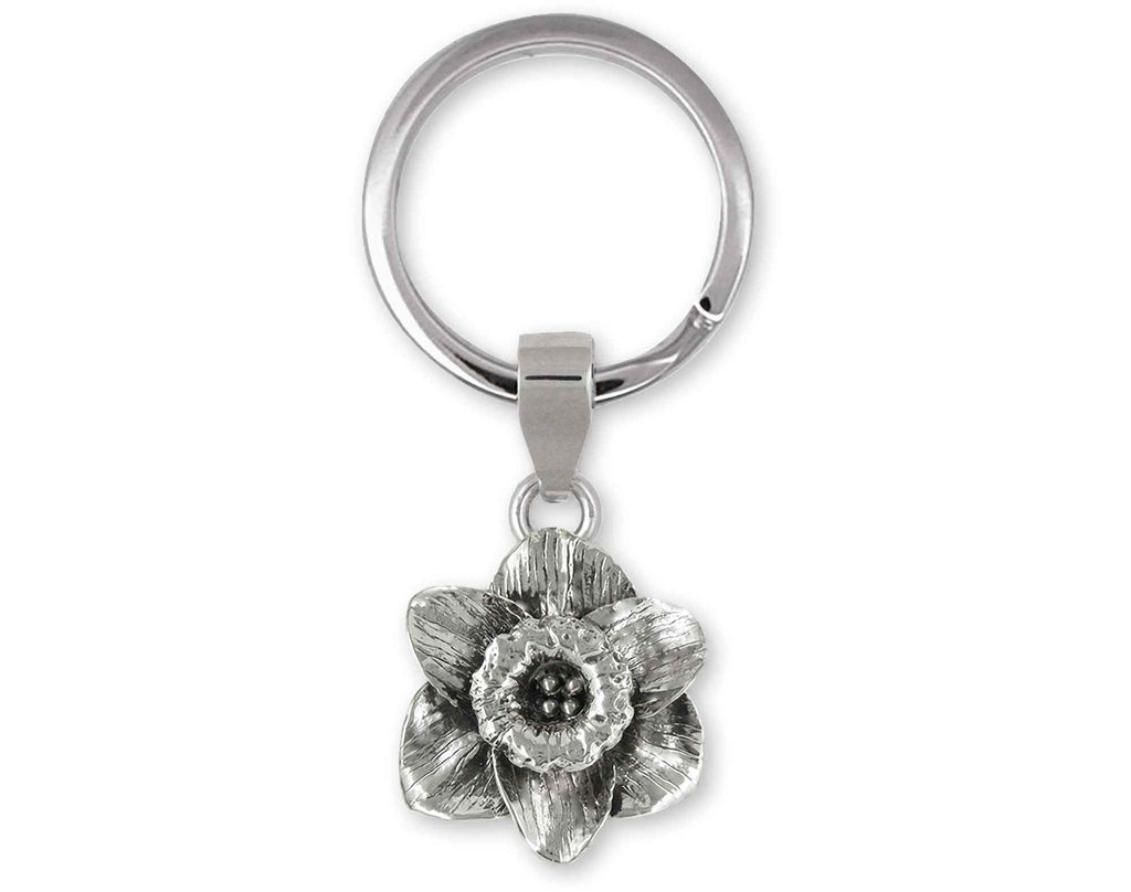 Daffodil Charms Daffodil Key Ring Sterling Silver Daffodil Flower Jewelry Daffodil jewelry