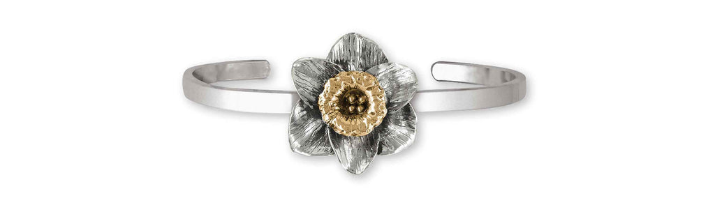 Daffodil Charms Daffodil Bracelet Silver And 14k Gold Daffodil Flower Jewelry Daffodil jewelry