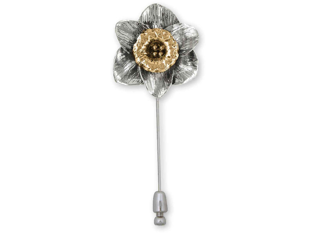 Daffodil Charms Daffodil Brooch Pin Silver And 14k Gold Daffodil Flower Jewelry Daffodil jewelry
