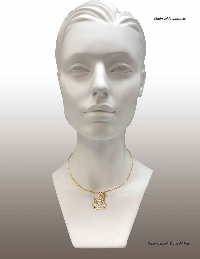 Doberman Pinscher Jewelry 14k Yellow Gold Handmade Dobie Pendant  DB3-NPG