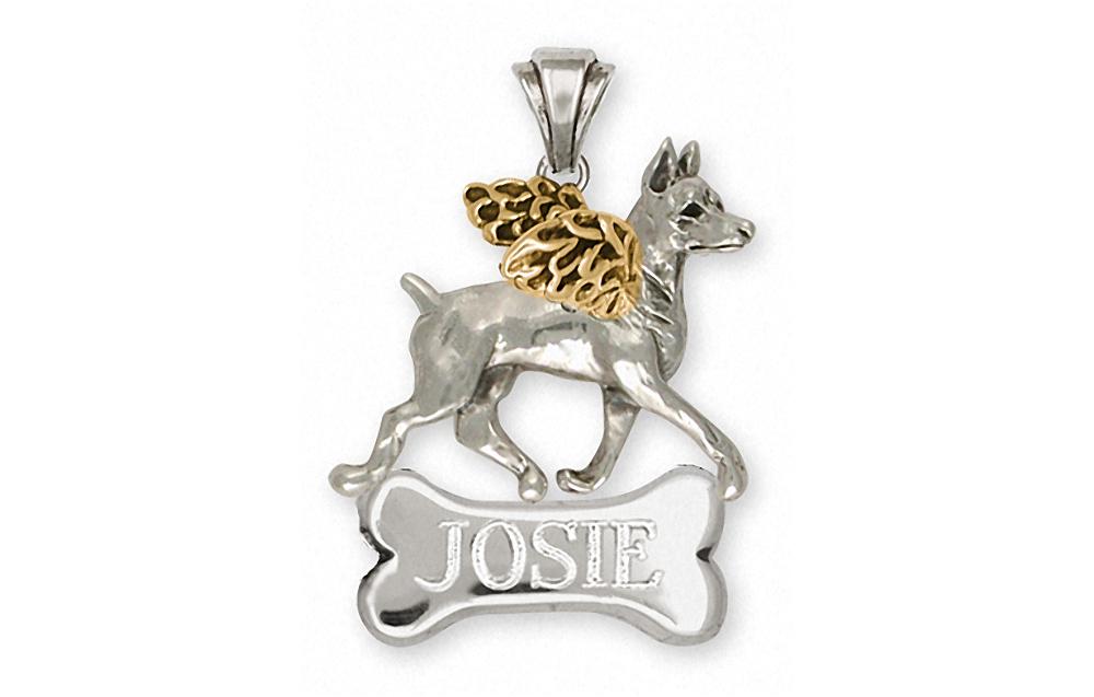 Doberman Pinscher Charms Doberman Pinscher Personalized Pendant Silver And 14k Gold Dobie Jewelry Doberman Pinscher jewelry