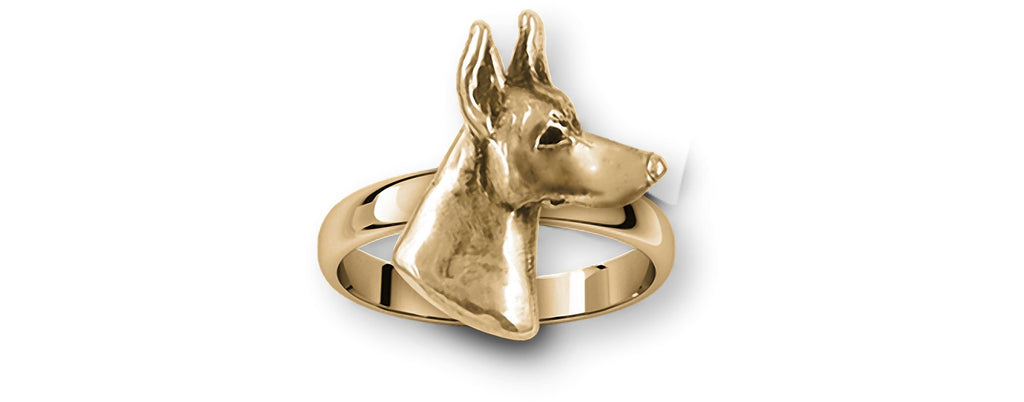 Doberman Pinscher Charms Doberman Pinscher Ring 14k Yellow Gold Doberman Jewelry Doberman Pinscher jewelry