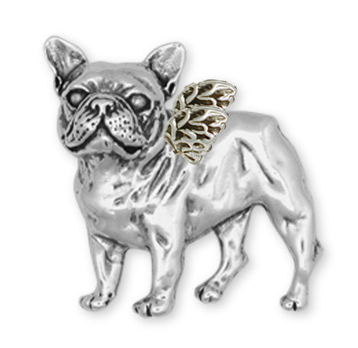 French Bulldog Angel Brooch Pin Handmade Sterling Silver Dog Jewelry DG11A-BR