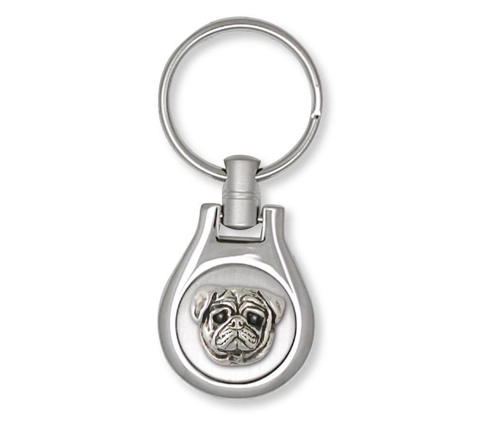 Pug Charms Pug Key Ring Sterling Silver Dog Jewelry Pug jewelry