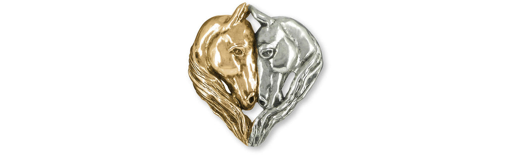 Horse Charms Horse Brooch Pin Silver And 14k Gold Horse Jewelry Horse jewelry