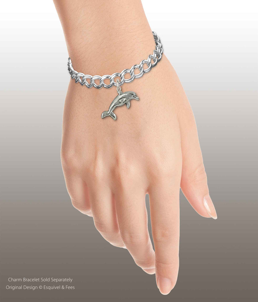 Dolphin Jewelry Sterling Silver Handmade Dolphin Charm  DLP1-C