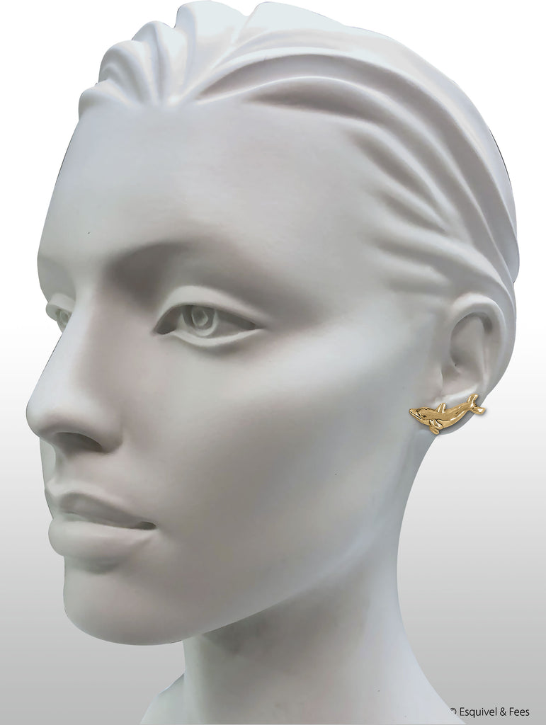 Dolphin Jewelry 14k Yellow Gold Handmade Dolphin Earrings  DLP12-EG