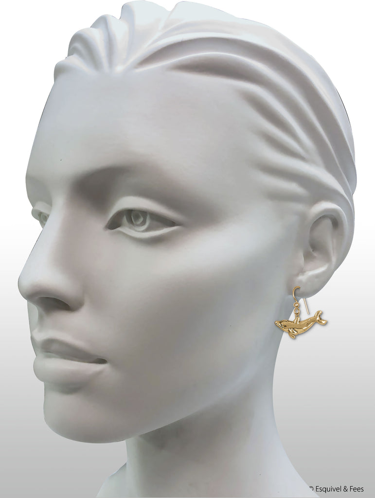Dolphin Jewelry 14k Yellow Gold Handmade Dolphin Earrings  DLP12-FWG