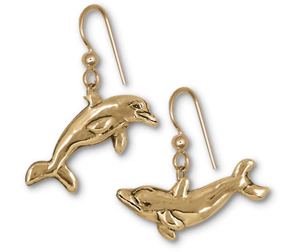 Dolphin Charms Dolphin Earrings 14k Yellow Gold Dolphin Jewelry Dolphin jewelry