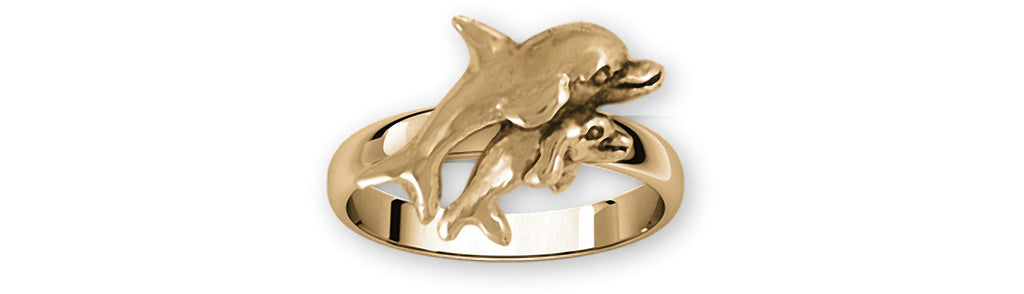 Dolphin Charms Dolphin Ring 14k Yellow Gold Dolphin Jewelry Dolphin jewelry