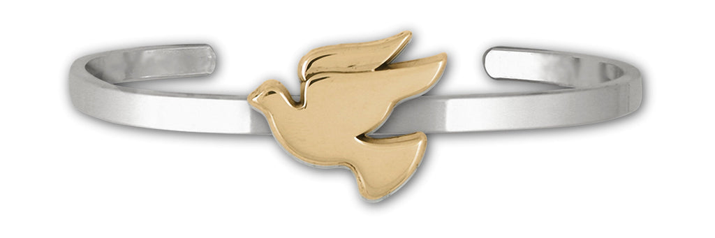 Dove Charms Dove Bracelet Silver And 14k Gold Dove Jewelry Dove jewelry