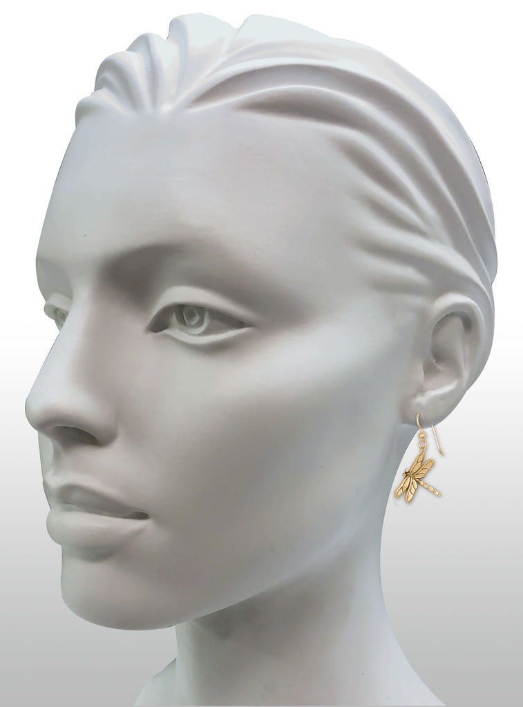Dragonfly Jewelry 14k Gold Handmade Dragonfly Earrings  DY1-EG