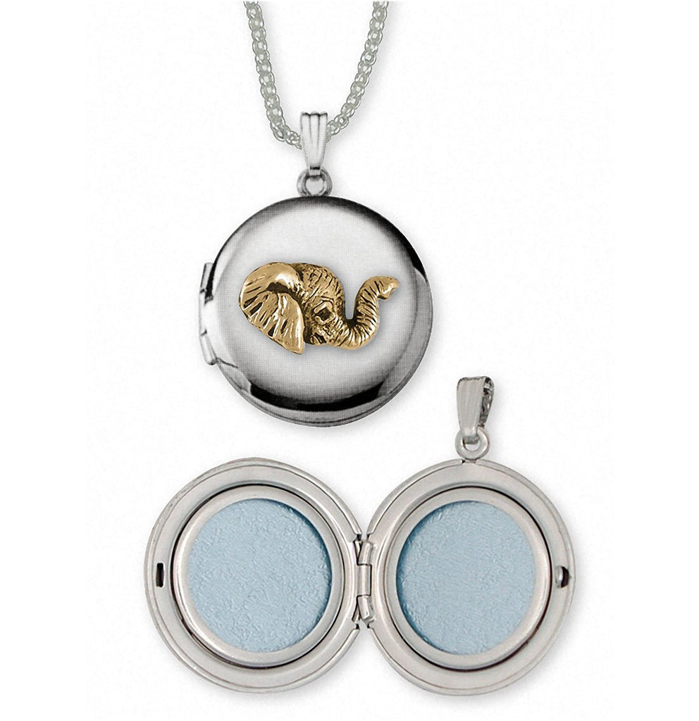 Elephant Charms Elephant Photo Locket Silver And Gold Wildlife Jewelry Elephant jewelry