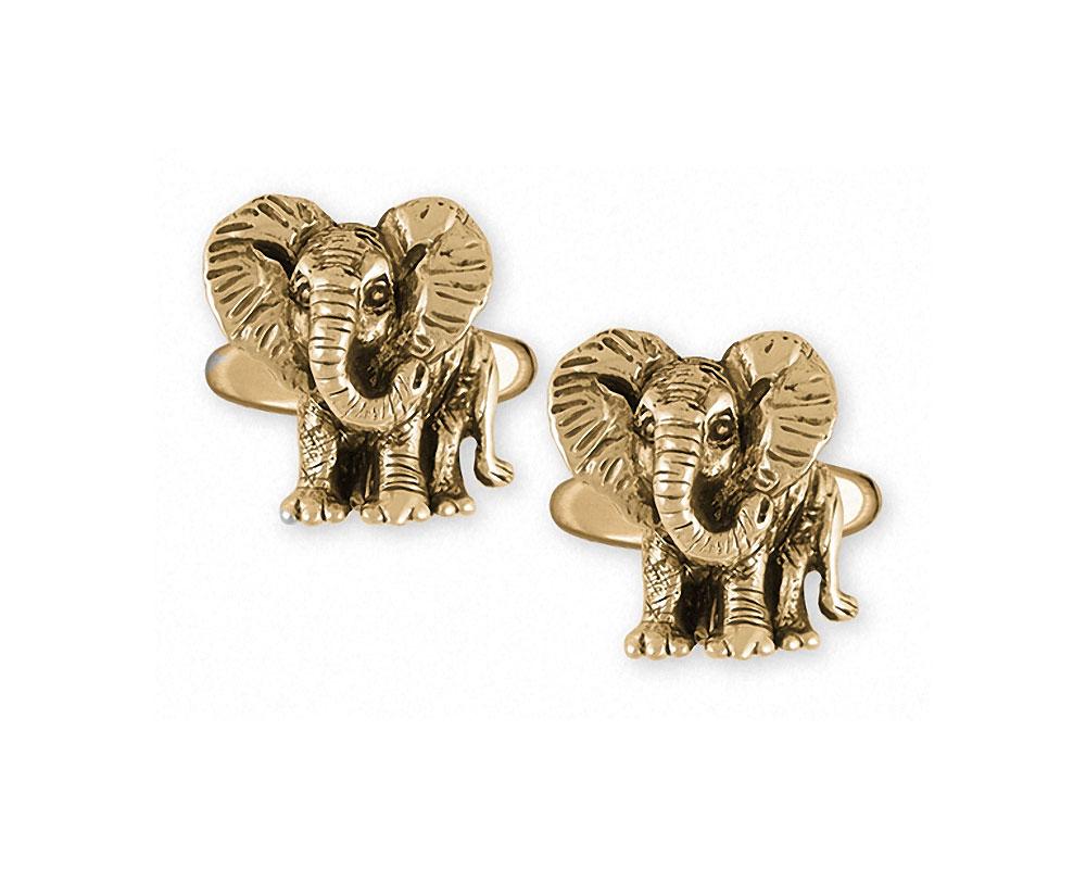 Elephant Charms Elephant Cufflinks 14k Gold Wildlife Jewelry Elephant jewelry