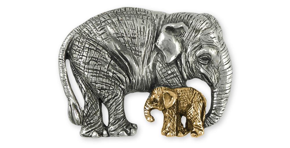 Elephant And Baby Charms Elephant And Baby Pendant Silver And Gold Wildlife Jewelry Elephant And Baby jewelry