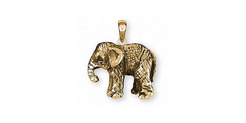 Baby Elephant Pendant 14k Gold Elephant Wildlife Jewelry