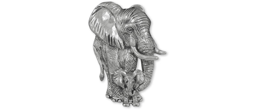 Elephant Charms Elephant Brooch Pin Sterling Silver Elephant And Calf Jewelry Elephant jewelry