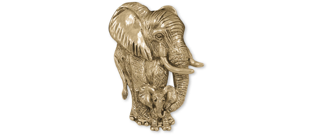 Elephant Charms Elephant Brooch Pin 14k Gold Vermeil Elephant And Calf Jewelry Elephant jewelry
