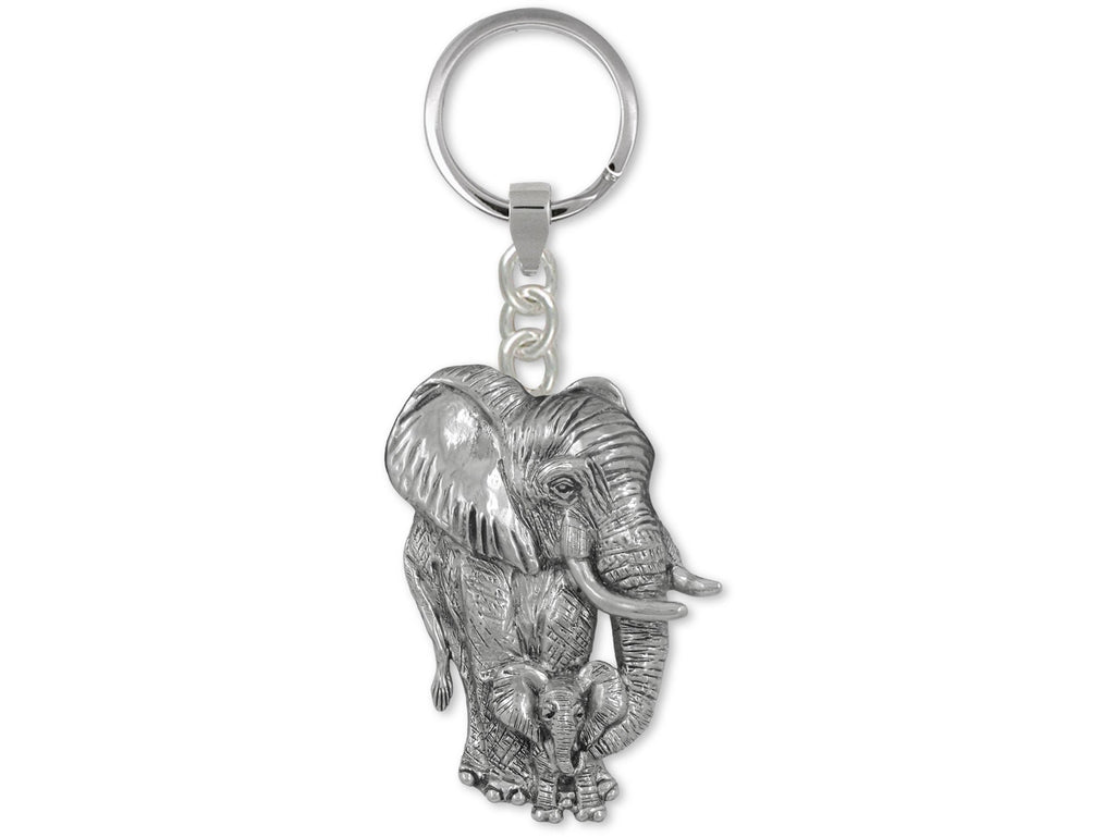 Elephant Charms Elephant Key Ring Sterling Silver Elephant And Calf Jewelry Elephant jewelry