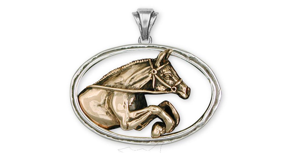 Horse Charms Horse Pendant Sterling Silver And Yellow Bronze Horse Jewelry Horse jewelry