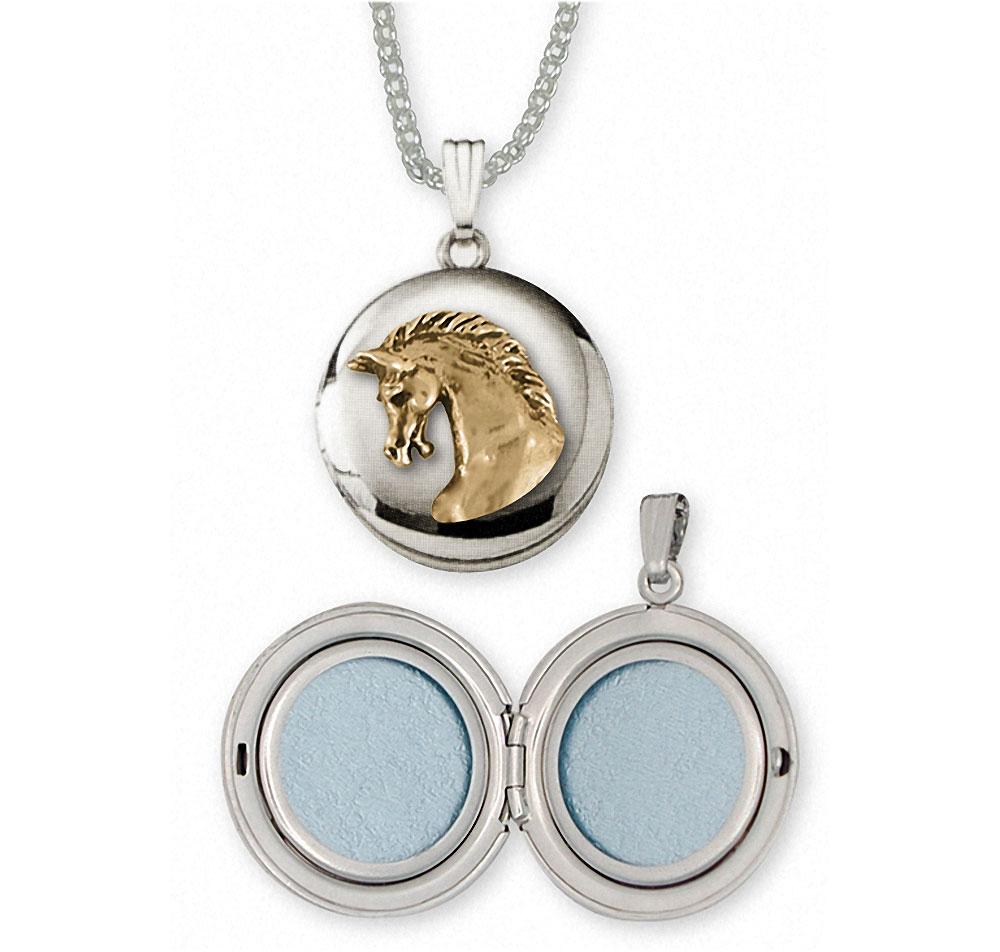 Horse Charms Horse Photo Locket Silver And 14k Gold Horse Jewelry Horse jewelry