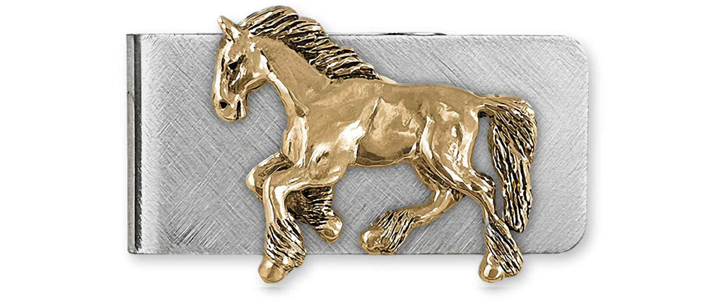 Clydesdale  Charms Clydesdale  Money Clip Yellow Bronze And Stainless Steel Draft Horse Jewelry Clydesdale  jewelry