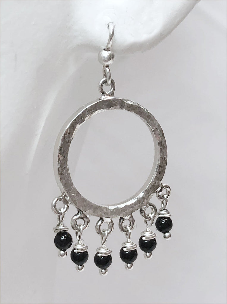Handmade Onyx Hoop Charms Handmade Onyx Hoop Earrings Sterling Silver Fashion Jewelry Jewelry Handmade Onyx Hoop jewelry