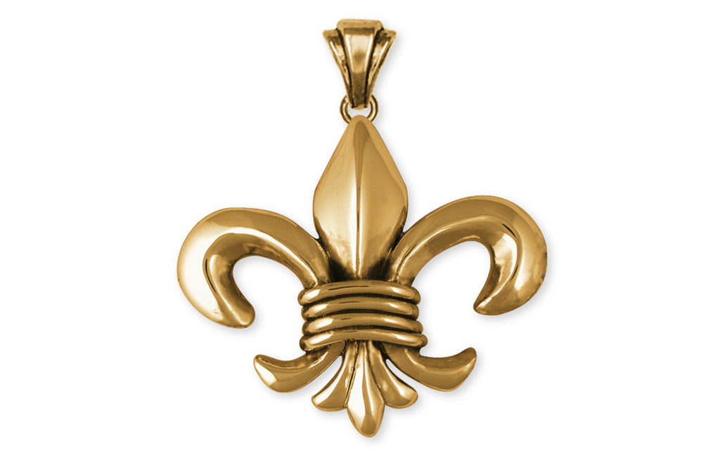 Fleur De Lis Charms Fleur De Lis Pendant Yellow Bronze Flower Jewelry Fleur De Lis jewelry