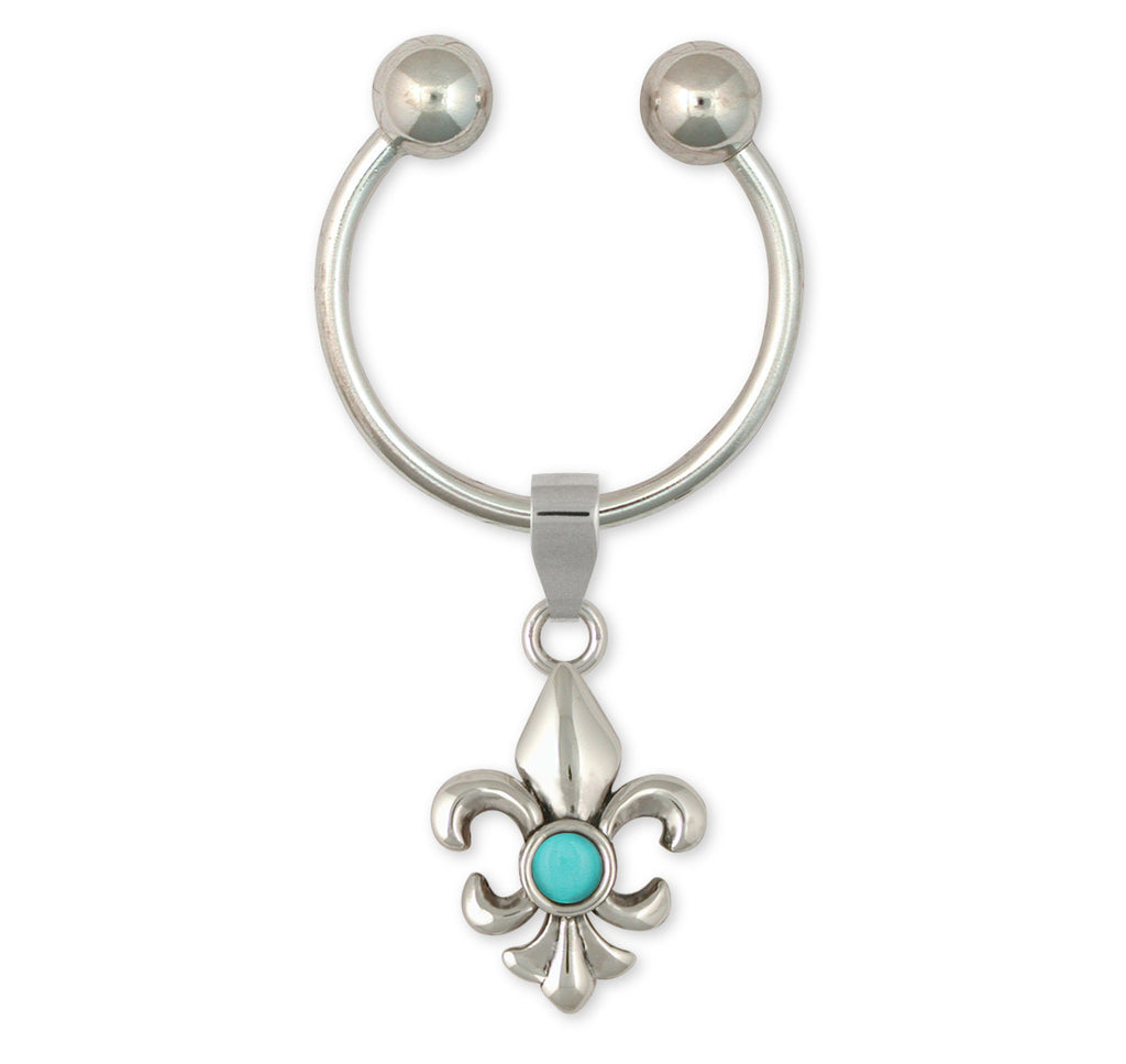 Fleur De Lis Charms Fleur De Lis Key Ring Sterling Silver Flower Jewelry Fleur De Lis jewelry