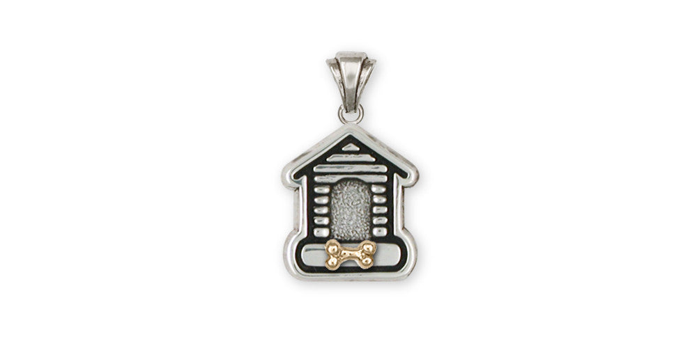 Dog House Charms Dog House Pendant Silver And Gold Dog Jewelry Dog House jewelry