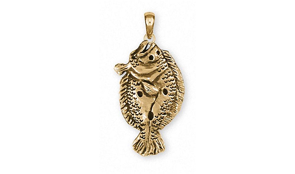 Flounder Charms Flounder Pendant 14k Gold Fish Jewelry Flounder jewelry