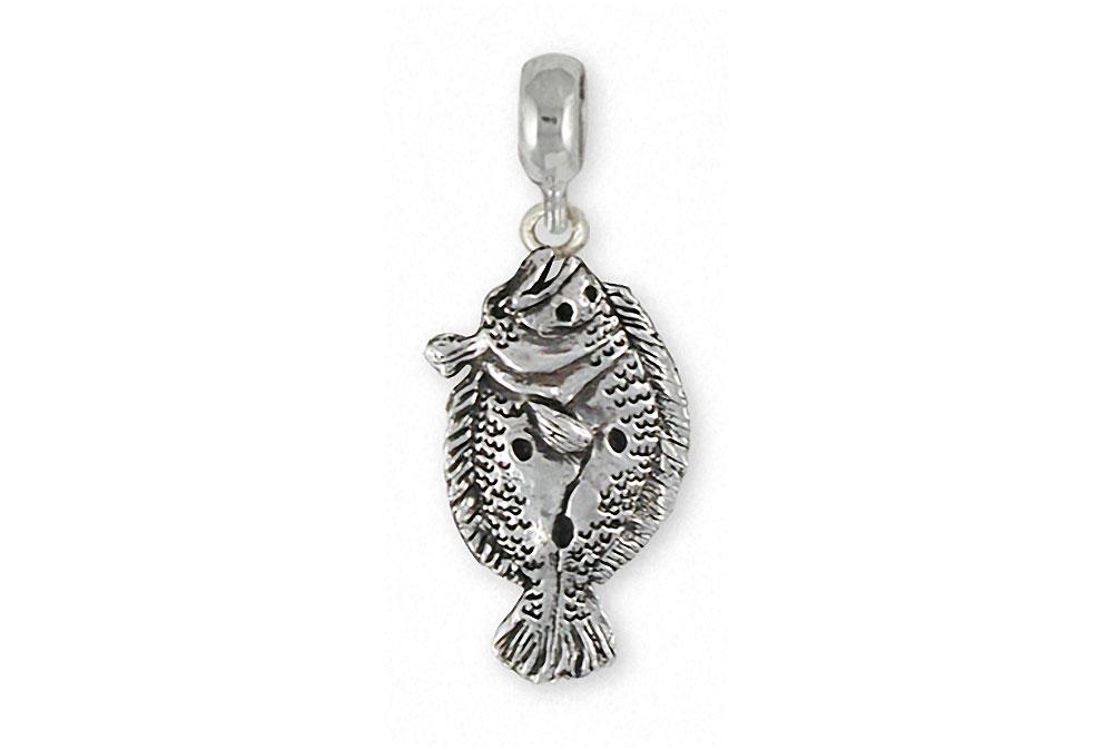 Flounder Charms Flounder Charm Slide Sterling Silver Fish Jewelry Flounder jewelry