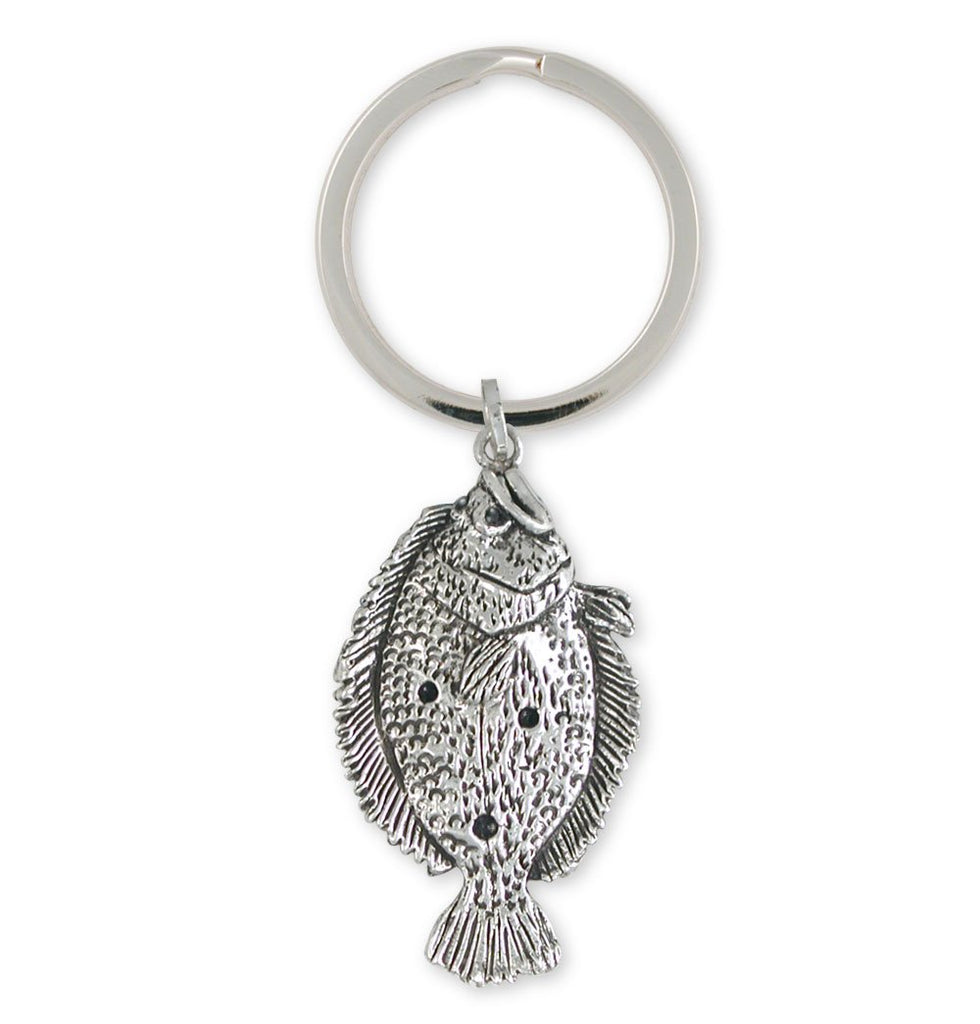 Flounder Charms Flounder Key Ring Sterling Silver Fish Jewelry Flounder jewelry