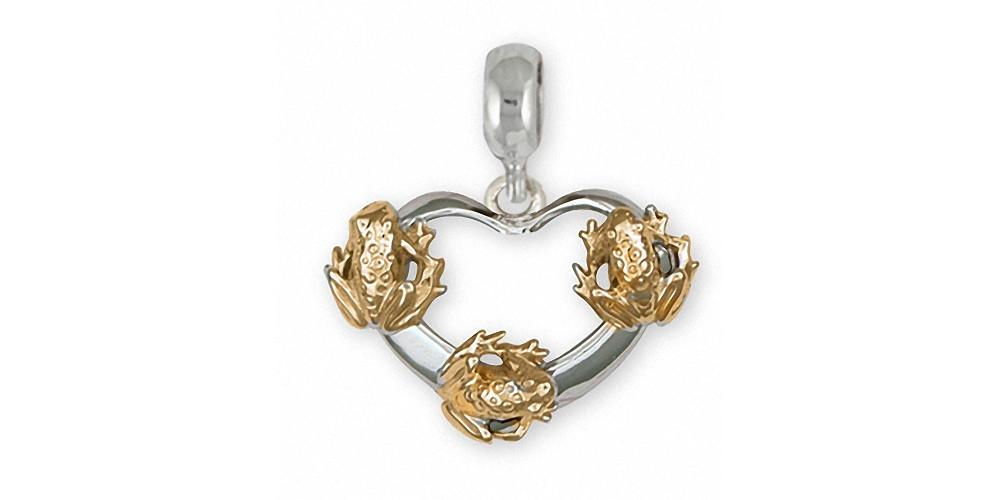 Frog Charms Frog Charm Slide Silver And Gold Frog Jewelry Frog jewelry