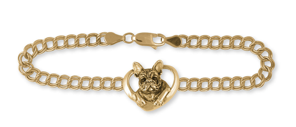 French Bulldog Bracelet 14k Yellow Gold Vermeil Dog Jewelry FR10-BVM